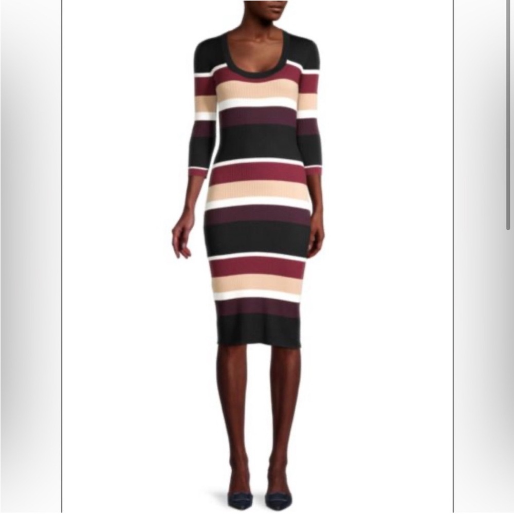 Trina Turk Long Sleeve Bodycon Sweater Striped Dress Size Small